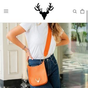Taxidermy small orange leather crossbody purse